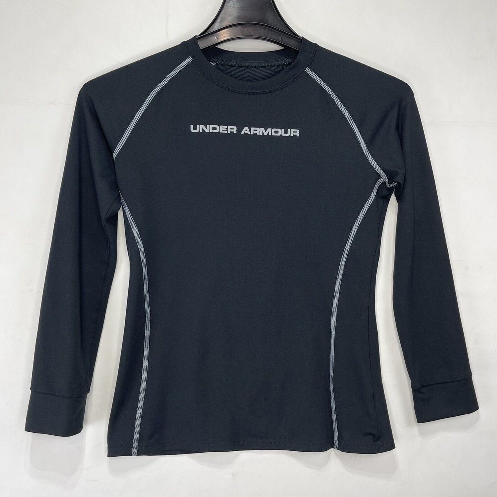 Under Armour ColdGear Sz YLG Coure Ajustee Black Long Sleeve Tee